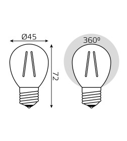 Лампа Gauss Filament Шар 9W 710lm 4100К Е27 LED 