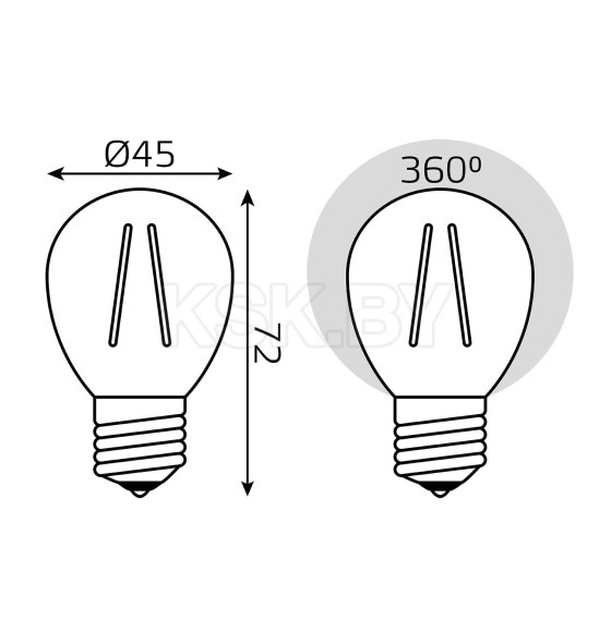 Лампа Gauss Filament Шар 9W 710lm 4100К Е27 LED  (105802209) 