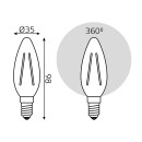 Лампа Gauss Filament Свеча 5W 450lm 4100К Е14 диммируемая LED  (103801205-D) 