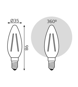 Лампа Gauss Filament Свеча 5W 450lm 4100К Е14 диммируемая LED 