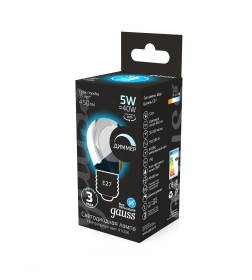 Лампа Gauss Filament Шар 5W 450lm 4100К Е27 диммируемая LED 