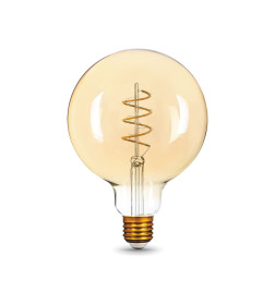 Лампа светодиодная Е27 G125 6W 360lm 2400К golden flexible Gauss Filament 158802008