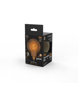 Лампа светодиодная Е27 G125 6W 360lm 2400К golden flexible Gauss Filament 158802008