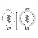 Лампа светодиодная Е27 G125 6W 360lm 2400К golden flexible Gauss Filament 158802008 (158802008) 