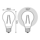 Лампа светодиодная Е27 А60 9W 730lm 4100К Gauss Filament Elementary 22229 (22229) 