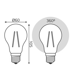 Лампа светодиодная Е27 А60 9W 730lm 4100К Gauss Filament Elementary 22229