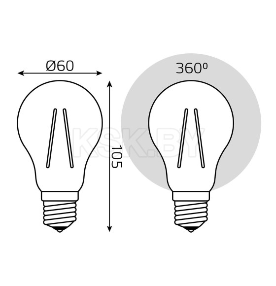 Лампа светодиодная Е27 А60 9W 730lm 4100К Gauss Filament Elementary 22229 (22229) 