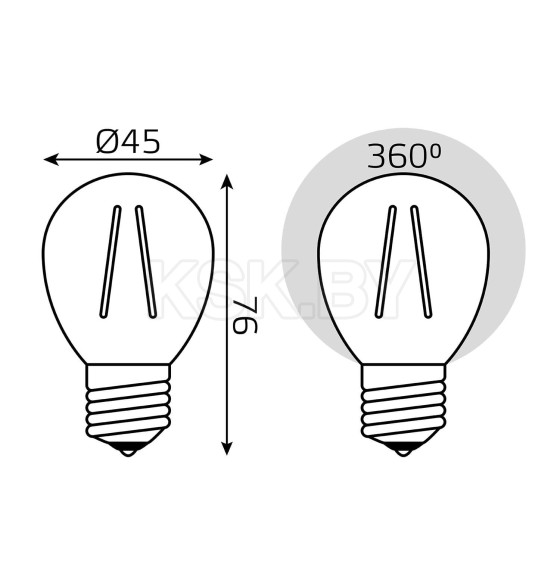 Лампа Gauss Filament Elementary Шар 8W 540lm 4100К Е27 LED  (52228) 