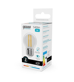 Лампа Gauss Filament Elementary Шар 8W 540lm 4100К Е27 LED 