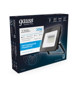 Прожектор Gauss Qplus 20W 2200lm 6500K 200-240V IP65 черный LED 