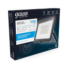 Прожектор Gauss Qplus 50W 6000lm 6500K 175-265V IP65 черный LED  (613511350) 