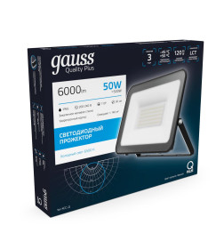 Прожектор Gauss Qplus 50W 6000lm 6500K 175-265V IP65 черный LED 