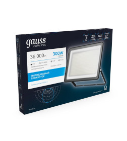 Прожектор Gauss Qplus 300W 36000lm 6500K 175-265V IP65 черный LED 