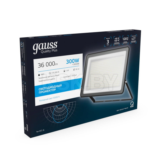 Прожектор Gauss Qplus 300W 36000lm 6500K 175-265V IP65 черный LED  (613511300) 