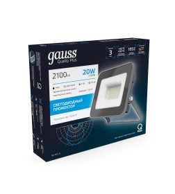 Прожектор Gauss Qplus 20W 2100lm 6500K 200-240V IP65 графитовый LED 