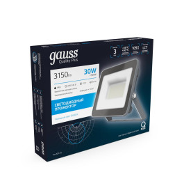 Прожектор Gauss Qplus 30W 3150lm 6500K 200-240V IP65 графитовый LED 