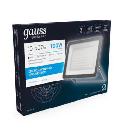 Прожектор Gauss Qplus 100W 10500lm 6500K 175-265V IP65 графитовый LED 