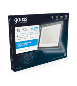 Прожектор Gauss Qplus 150W 15750lm 6500K 175-265V IP65 графитовый LED 