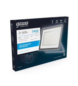 Прожектор Gauss Qplus 200W 21000lm 6500K 175-265V IP65 графитовый LED 