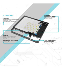 Прожектор светодиодный 30Вт 6500К черный Elementary IP65 Gauss