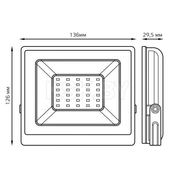 Прожектор светодиодный 30Вт 6500К черный Elementary IP65 Gauss (613100330) 