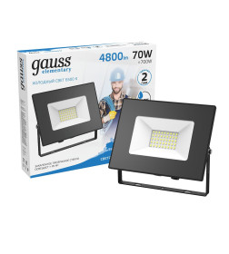 Прожектор светодиодный Gauss Elementary G2 70W 6300lm IP65 6500К черный 