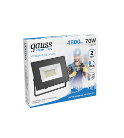 Прожектор светодиодный Gauss Elementary G2 70W 6300lm IP65 6500К черный 