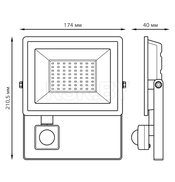 Прожектор Gauss Elementary-S 50W 4750lm 6500К 175-265V IP65 черный с датчиком движения LED  (628511350) 