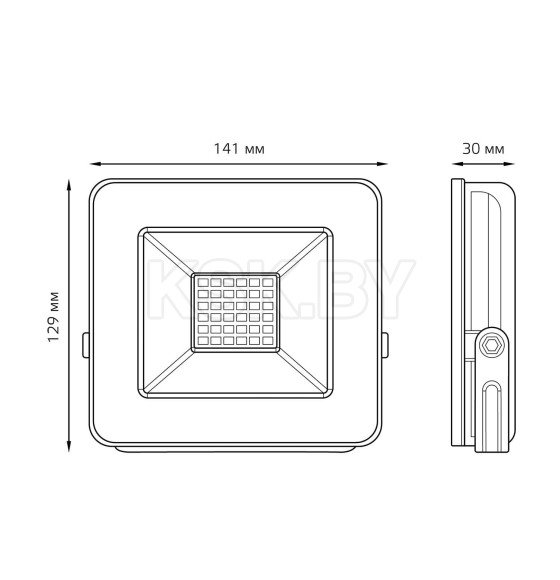 Прожектор Gauss Elementary 30W 2550lm 6500К 200-240V IP65 PROMO черный LED  (613100330P) 