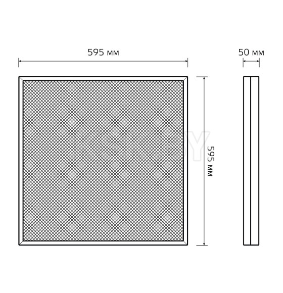 Светильник офисный LED 35W CRI90 4400lm 4000K IP40 595х595х50 мм с БАП (призма) Gauss MiR G1-A0-00070-01GA3-4003540 (G1-A0-00070-01GA3-4003540) 