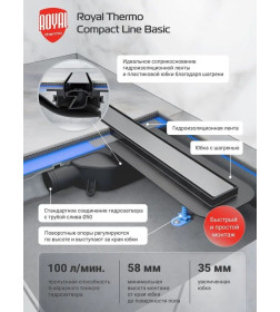 Трап душевой Royal Thermo с сухим затвором Compact Line Basic 800