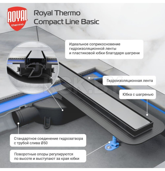 Трап душевой Royal Thermo с сухим затвором Compact Line Basic 900 (НС-1650432) 