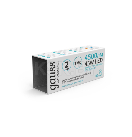 Светильник линейный матовый LED 45Вт 4500lm 4000К 185-265V IP65 1490х40х30 мм Ultracompact Gauss 143426245 (143426245) 