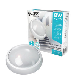 Светильник LED Gauss IP54 D175*76 8W 670lm 4000K 160-260V Qplus  круг с оптико-микроволновым сенсором 