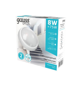 Светильник LED Gauss IP54 D175*76 8W 670lm 4000K 160-260V Qplus  круг с оптико-микроволновым сенсором 