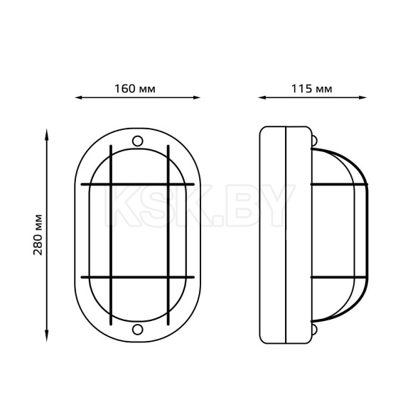 Светильник НБП IP54 280х160х115 мм овал с решеткой под лампу Е27 max 100W Gauss 926602211 (926602211) 