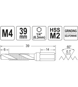 Сверло-метчик M4 HEX YATO