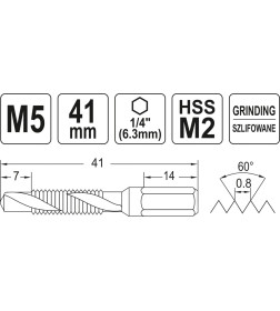 Сверло-метчик M5 HEX YATO