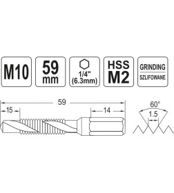 Сверло-метчик M10 HEX YATO