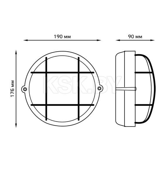 Светильник НБП IP54 190х176х90 мм круг с решеткой под лампу Е27 max 60W Gauss 926602116 (926602116) 