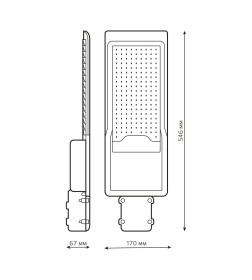 Светильник уличный LED Avenue IP65 150W 15 000lm 5000K 190-250V КСС "Ш" 546х170х67 мм Gauss 629534305