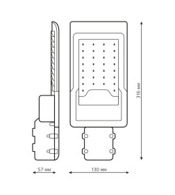 Светильник уличный LED Avenue G2 IP65 30W 3000lm 3000K 190-250V КСС "Ш" 316х130х57 мм Gauss 629534130