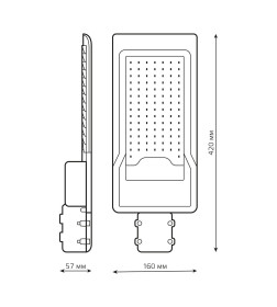 Светильник уличный LED Avenue IP65 80W 8000lm 5000K 190-250V КСС "Ш" 420х160х57 мм Gauss 629534380