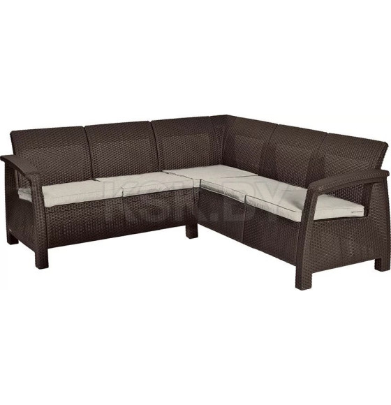 Диван угловой Keter Corfu II Relax (без столика), коричневый (258950) 