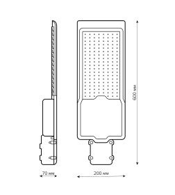 Светильник уличный LED Avenue IP65 200W 20 000lm 5000K 190-250V КСС "Ш" 600х200х70 мм Gauss 629534302