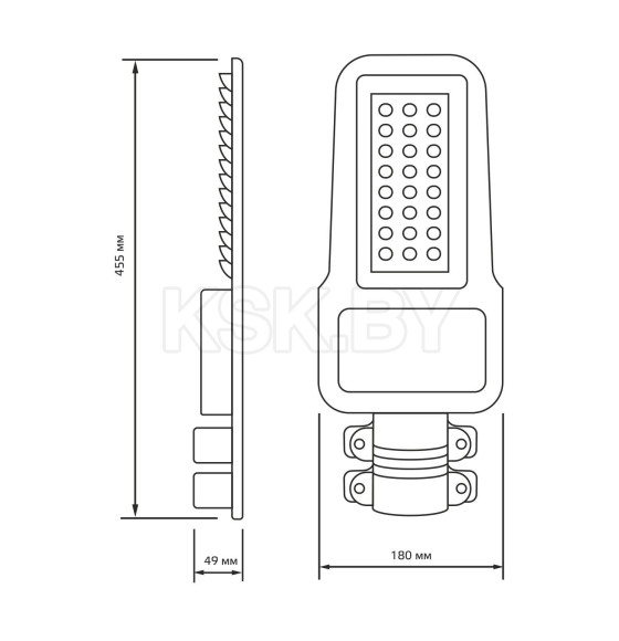 Светильник уличный LED Qplus IP65 80W 9600lm 5000K 120-260V КСС 