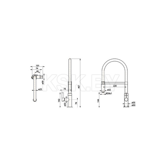 Смеситель AquaSanita Colos 7003 002 steel (7003 002 ST) 