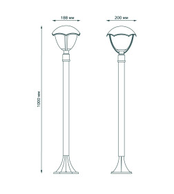 Светильник садово-парковый столб E27, Max.60W, 200х200х1000 мм, IP 54 Gauss Aura GD030