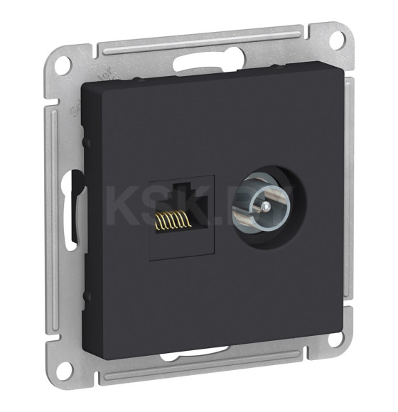Розетка информ TV+RJ45 карбон Schneider Electric Atlasdesign (ATN001089) 