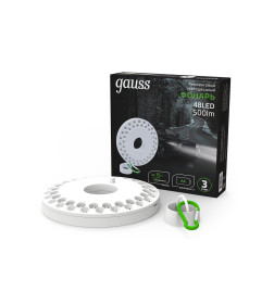 Фонарь кемпинговый Gauss модель GFL004 48LED 500lm 3xAA белый магнит и карабин LED 